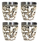 Novelty Ossuary Graveyard Piled Up Skulls And Spine Bones Shot Glass Set of 4