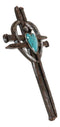 Rustic Western Nail Spikes With Bent Nail Heart And Turquoise Rock Wall Cross