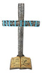 Silver Scroll Filigree Pattern Believe Standing Cross Desktop Plaque Figurine