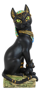 Egyptian Goddess Sitting Cat Bastet Mother With Kittens Statue in Vivid Colors