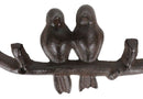Cast Iron Rustic Western Lovebirds Perching On Twig Branch 3-Pegs Wall Coat Hook