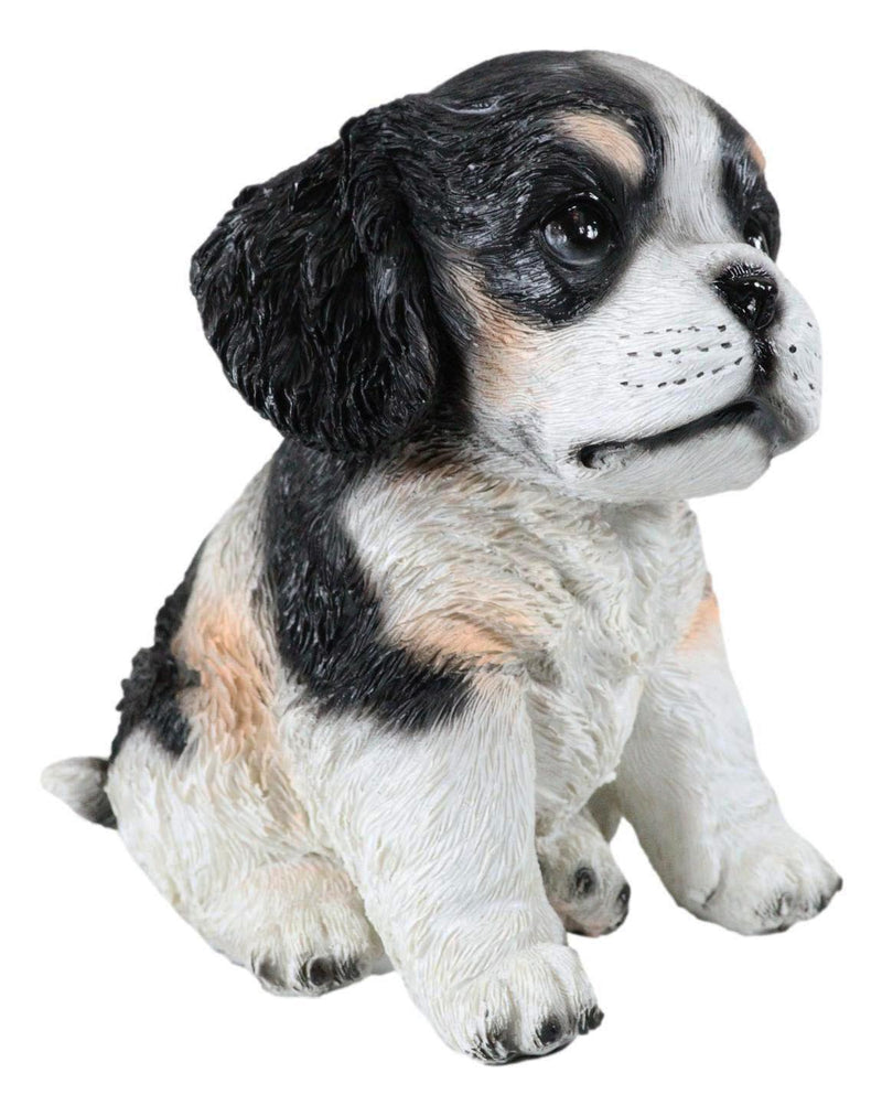 Pet Pal Black White And Tan English Cocker Spaniel Dog Puppy Sitting Figurine