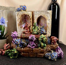 Ebros Fantasy Book Of Spells LED Display Stand W/ 12 Miniature Dragon Figurines