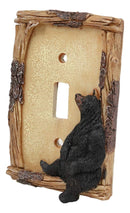 Ebros Black Bear By Branch Twigs Wall Light Cover Set of 2 Single Toggle Switch