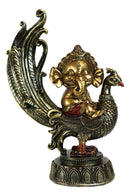 Hindu Supreme God Of Success And Arts Baby Ganesha Sitting On Peacock Statue
