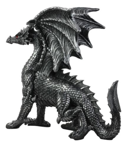Ebros Viserion Ruler Of The Skies Standing Black Dragon Statue 13"Long Fantasy Beast