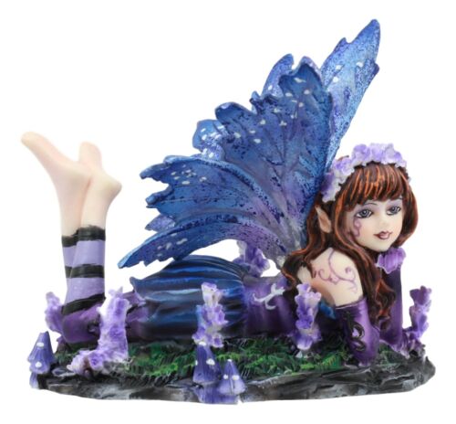 Purple Girl Fairy Statue 3.75"Long Lavender Fairy Garden Figurine