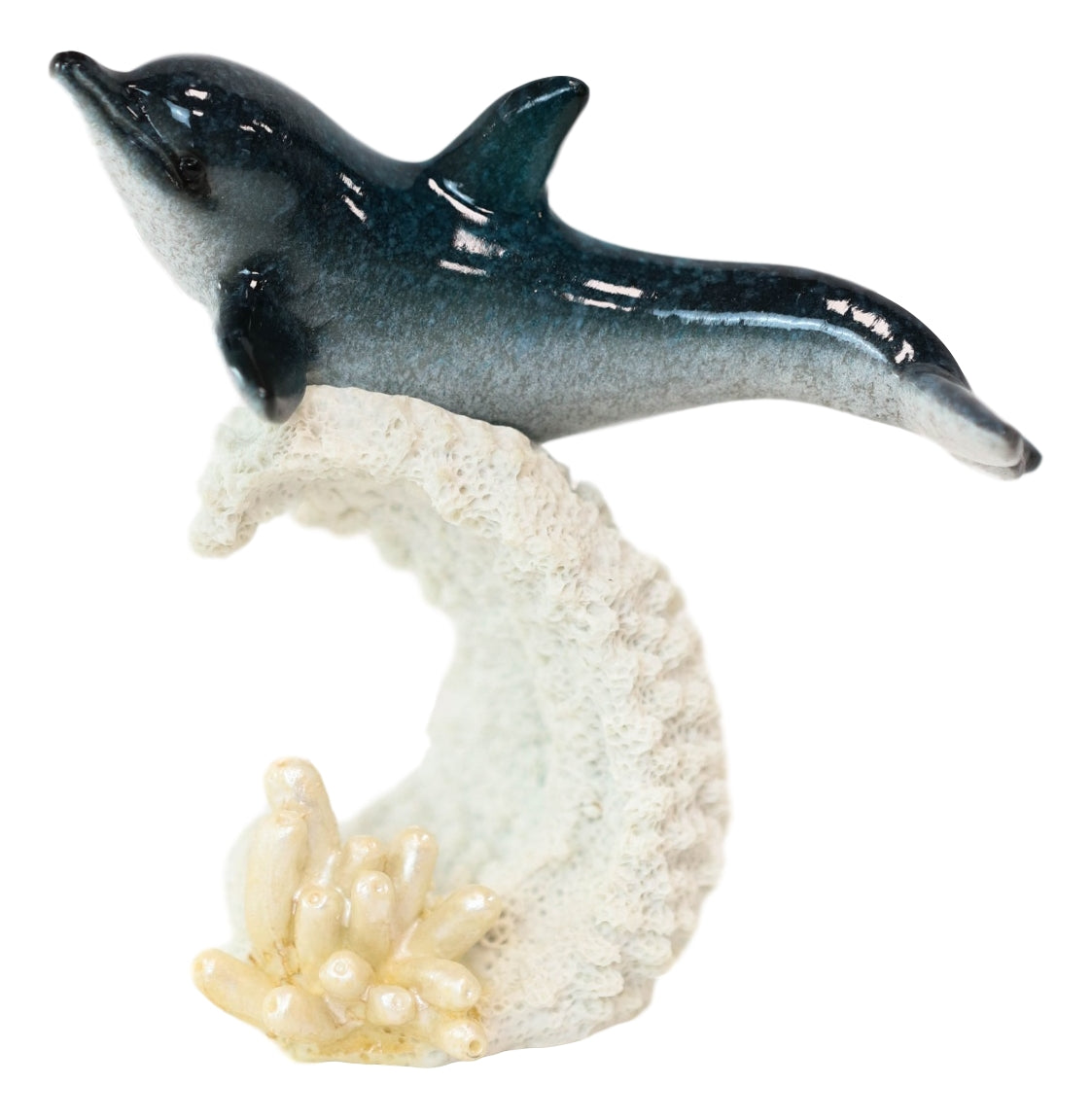 Ocean Marine Sea Life Bottlenose Dolphin Rising Over Wave Decor Figurine 4.25"H