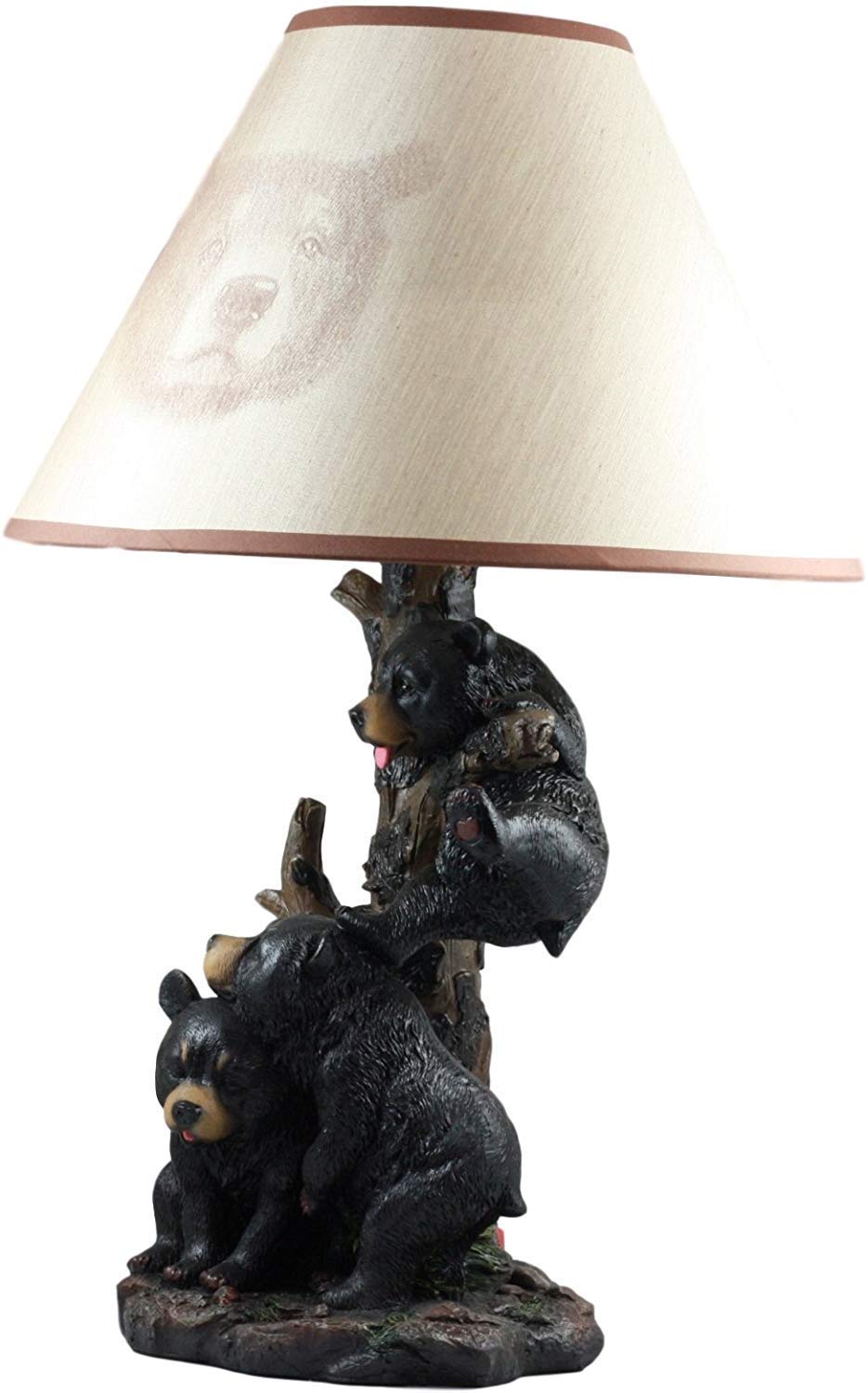 Ebros Climbing Black Bear Cubs Table Lamp With Bear Shade Desk Lamp (Set of 2) - Ebros Gift