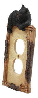 Ebros Set of 6 Rustic Black Bear By Twigs Double Outlet Wall Light Cover Plate