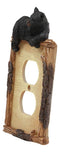 Ebros Set of 6 Rustic Black Bear By Twigs Double Outlet Wall Light Cover Plate