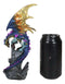Metallic Blue Iridescent Dragon Protecting Castle On Mountain Cliff Figurine