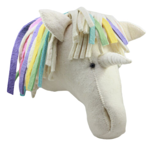 Ebros Fiona Walker England Handmade Organic Baby Animal Head Wall Decor The Originals Collection Large (Rainbow Unicorn Head) - Ebros Gift