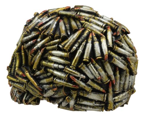 Ebros World War Bullet Shell Casings Skull Statue 6.5'L Skulls Figurine