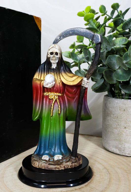 Ebros Gift 5.5"H Rainbow Santa Muerte With Scythe Protection Decorative Figurine - Ebros Gift