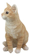 Lifelike Sitting Orange Tabby Cat Statue 12"Tall With Glass Eyes Animal Decor