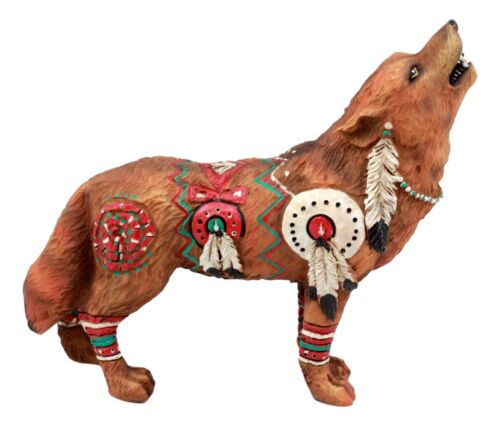 Tribal Warpath Native Howling Wolf Totem Spirit Figurine Collection 6.25"L