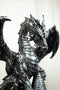 Ebros Dark Beacon Dragon Guardian of Styx Castle Gate Statue W/ Solar LED Light