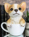 Realistic Tan Chihuahua Dog in Teacup Statue 5.75"H Pet Pal Chihuahuas Decor