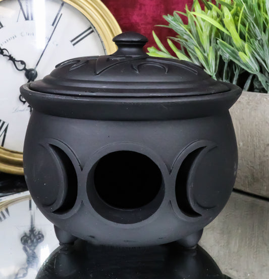 Wicca Triple Moon Goddess Cutout Cauldron Pot For Trinkets Crystals Holder