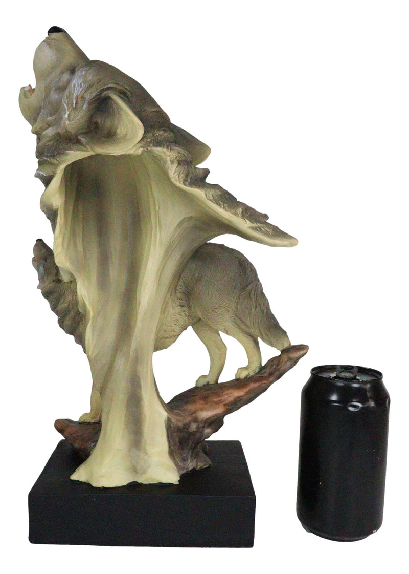Ebros 15"H Full Moon Wildlife Howling Wolf Bust Statue On Museum Pedestal Base