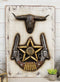 Country Western Star Dual Revolver Guns Bullets Longhorn Cow Wall Decor Plaque