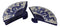 Set Of 4 Blue And White Dragon King Oriental Fan Shaped Appetizer Sushi Plates