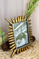 Rustic Western Cowboy Golden Gun Bullet Shells Casings 5"X7" Photo Picture Frame