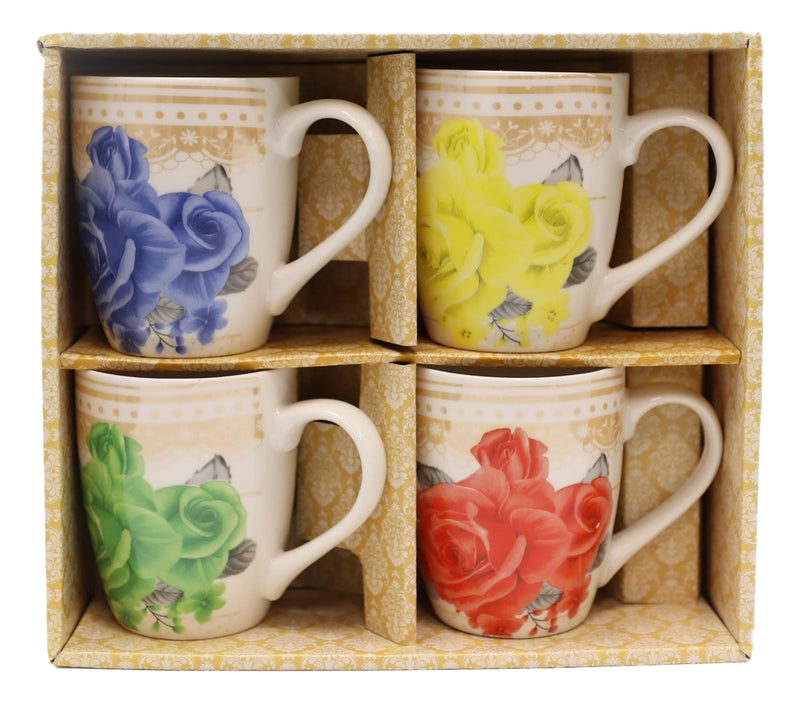 Colorful Petite English Victorian Floral Blossoms Porcelain Tea Coffee Mug Set