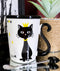 Witchy Black Cat With Golden Crown Ceramic Coffee Tea Mug Cup With Spoon And Lid