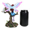 Blue Avatar Butterfly Fairy With Snow Owl Sitting On Magic Forest Tree Figurine