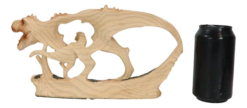 Jurassic Dinosaur Tyrannosaurus Rex Father and Baby Faux Wood Cutout Figurine