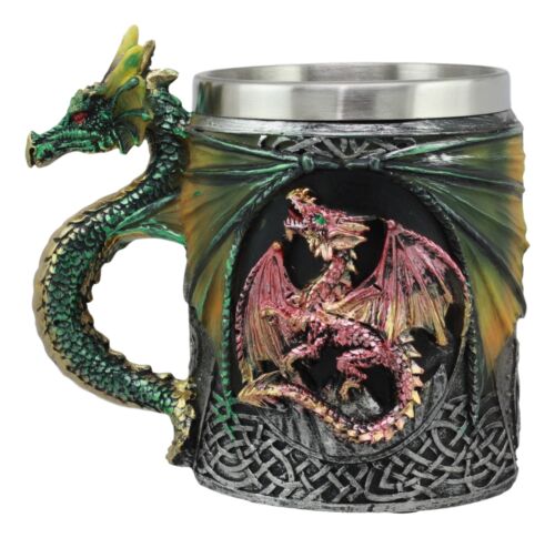 Ebros Mythical Fantasy Fire And Earth Dragon With Celtic Knotwork Novelty Coffee Mug