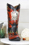 Western Flames Crossbones Skull Poker Cards Cowboy Boot Vase Planter Figurine