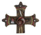 Rustic Fire Fighter Tools Fireman Axe Helmet Water Hose Faux Wood Wall Cross