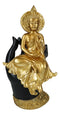 Feng Shui Golden Fire Buddha Gautama Meditating On Black Mudra Hand Figurine