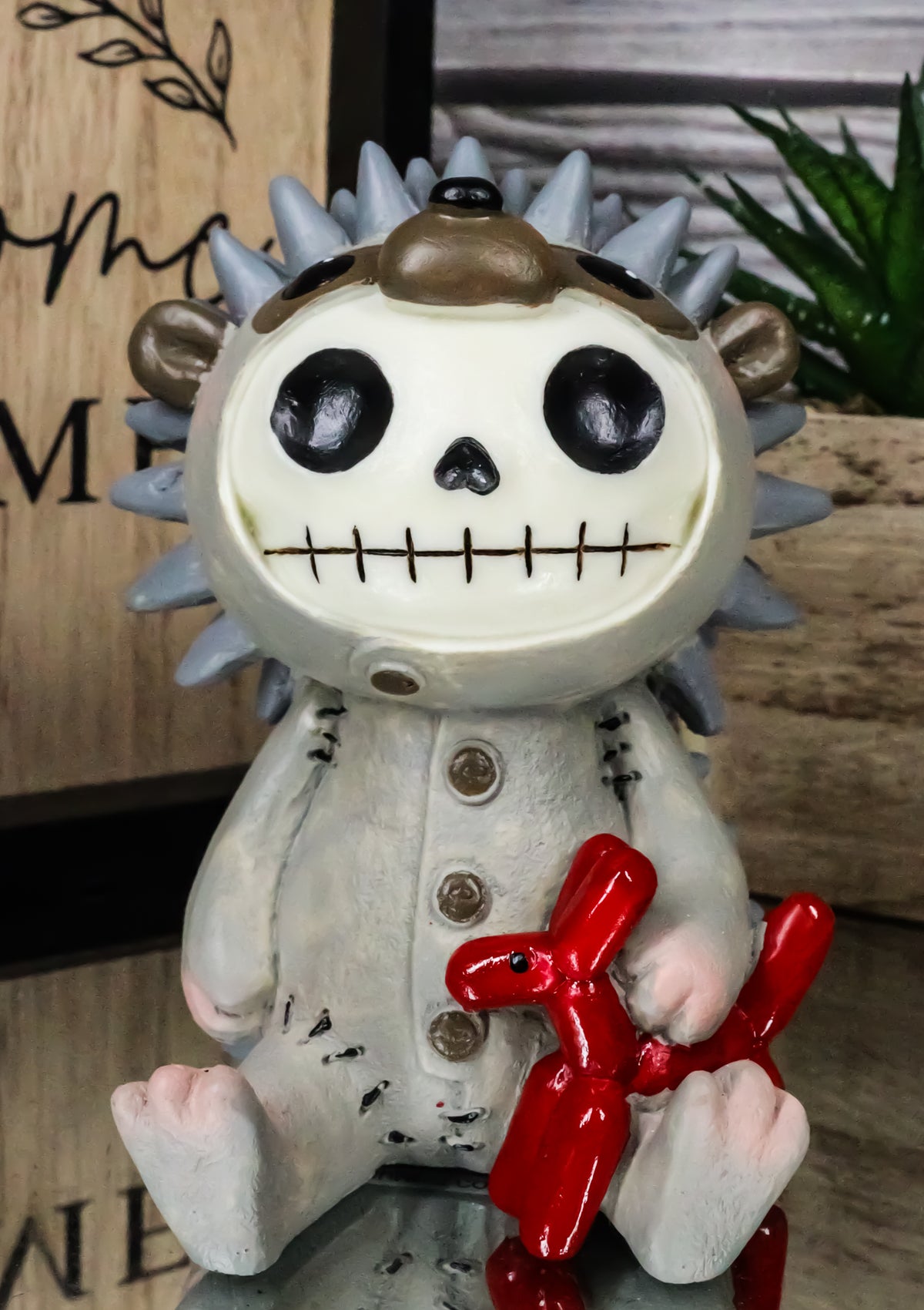 Ebros Larger Furry Bones Pygmy Hedgehog Skeleton Monster Sit Up Ornament Figurine 3.75"Tall