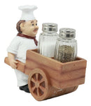 Ebros Spice A La Carte Chef Pushing Wheelbarrow Cart Salt & Pepper Shakers Holder
