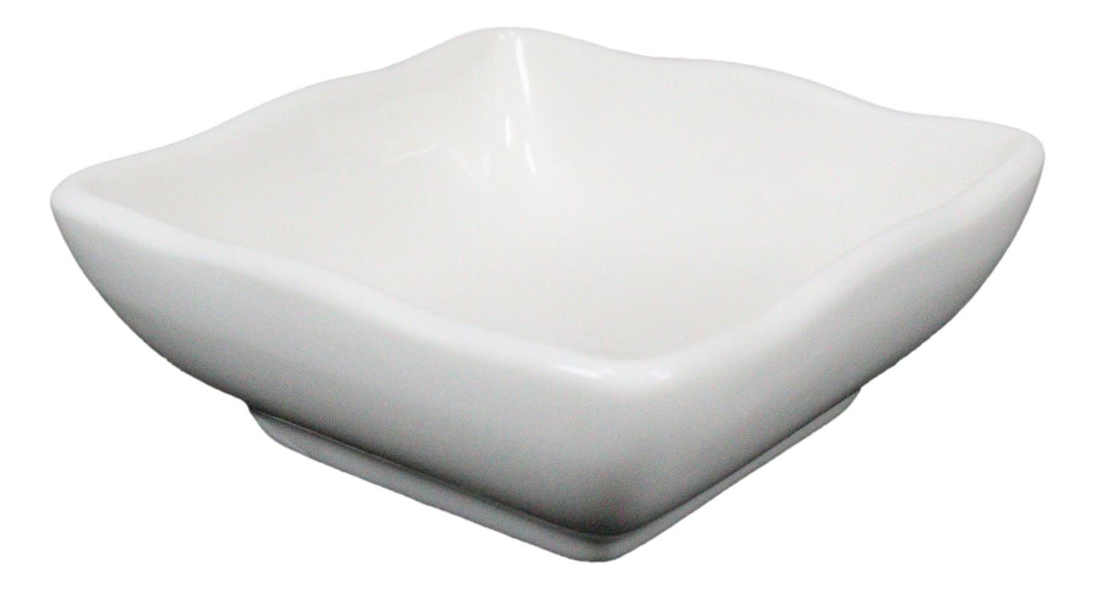 Ebros Contemporary Wavy Artistic Design White Porcelain Condiments Ketchup Mustard BBQ Soy Sauce Dipping Bowl or Dish 2oz Pack of 6 Bowls - Ebros Gift