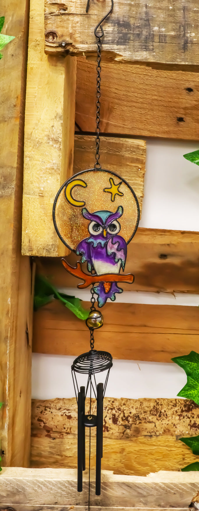 Woodland Gem Owl Resonant Relaxing Black Coated Copper Wind Chime Garden Patio