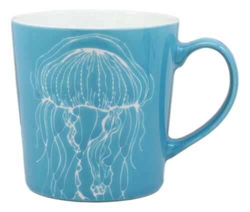 Nautical Ocean Marine Jellyfish Drinking Beverage Blue Stoneware Ceramic Mug