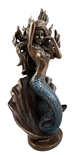 Ebros Gift Large Giant Pearl Shell Goddess Mermaid Awakening Figurine 11.75" H