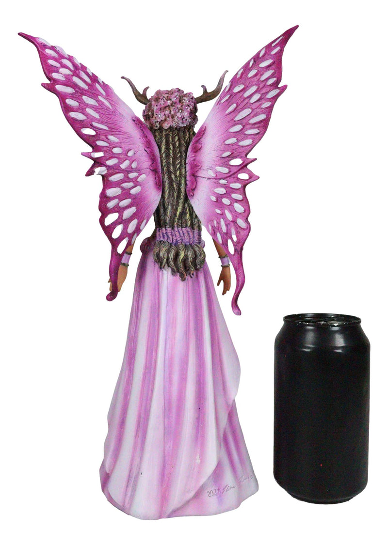 Amy Brown Pink Butterfly Winged Bloom Tribal Fairy With Stag Antlers Statue