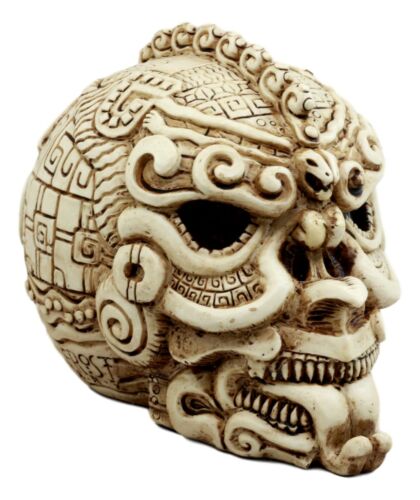 Aztec Quetzalcoatl Snake Cranium Skull Statue Halloween Skeleton Head Figurine