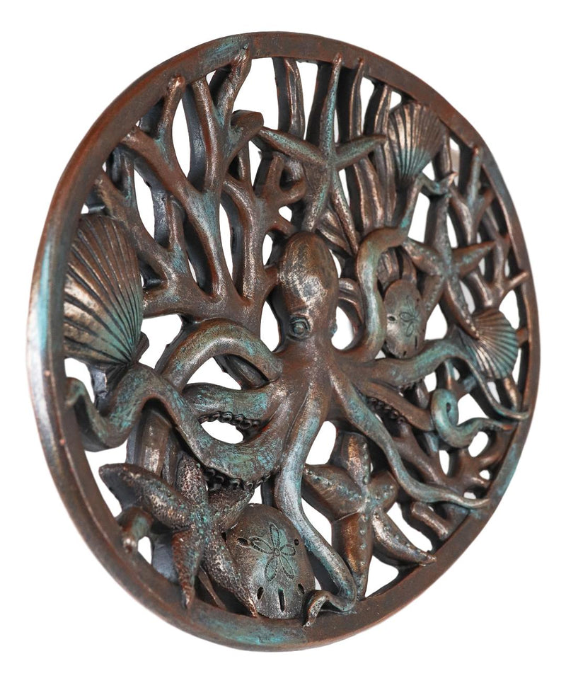 Ebros Nautical Marine Octopus Sand Dollars Starfishes And Shells Wall Art Decor Plaque