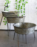 Galvanized Metal Rustic 3 Tier Basins Cascading Electric Water Fountain Feature