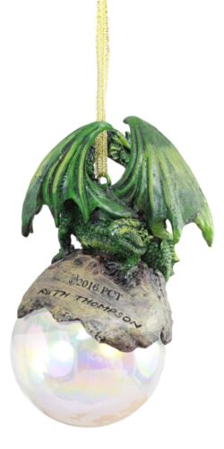 Ebros Ruth Thompson Lord of The Forest Dragon Perching On Glass Ball 5" H Ornament Figurine