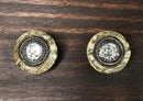 Set Of 6 Western Rustic Faux Wood Rhinestone Crystal Cabinet Door Pull Knobs
