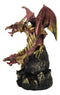 Red Meteor Volcano Hydra Dragon On Faux Quartz Geode Rock Cavern LED FIgurine