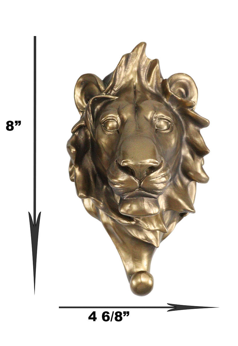 Aslan Lion Bust Wall Hook Hanger Safari Trophy Wall Mount Plaque Figurine 8"H